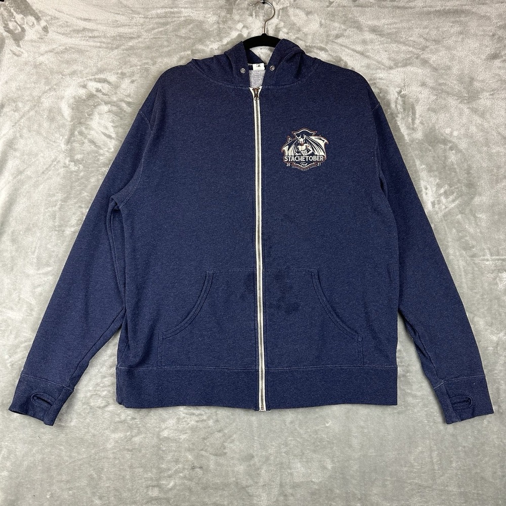 Stone Brewing Zip Front Hoodie Men's XL Blue Graphic "Stachetuber Fest" 2021 - Picture 1 of 10